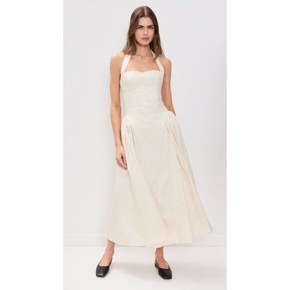 Line & Dot Greta Halter Maxi Dress in cream size S NWOT $173 - Picture 2 of 8